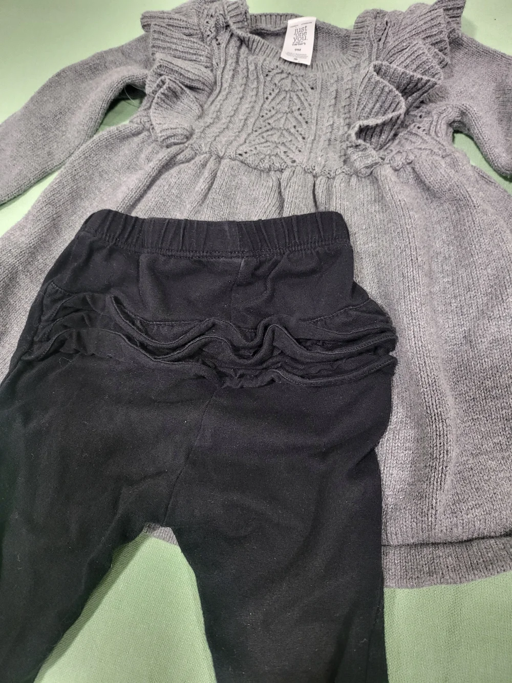 Carter's Gray Knit Ruffle Shoulder Dress Top- So Soft- NWOT
